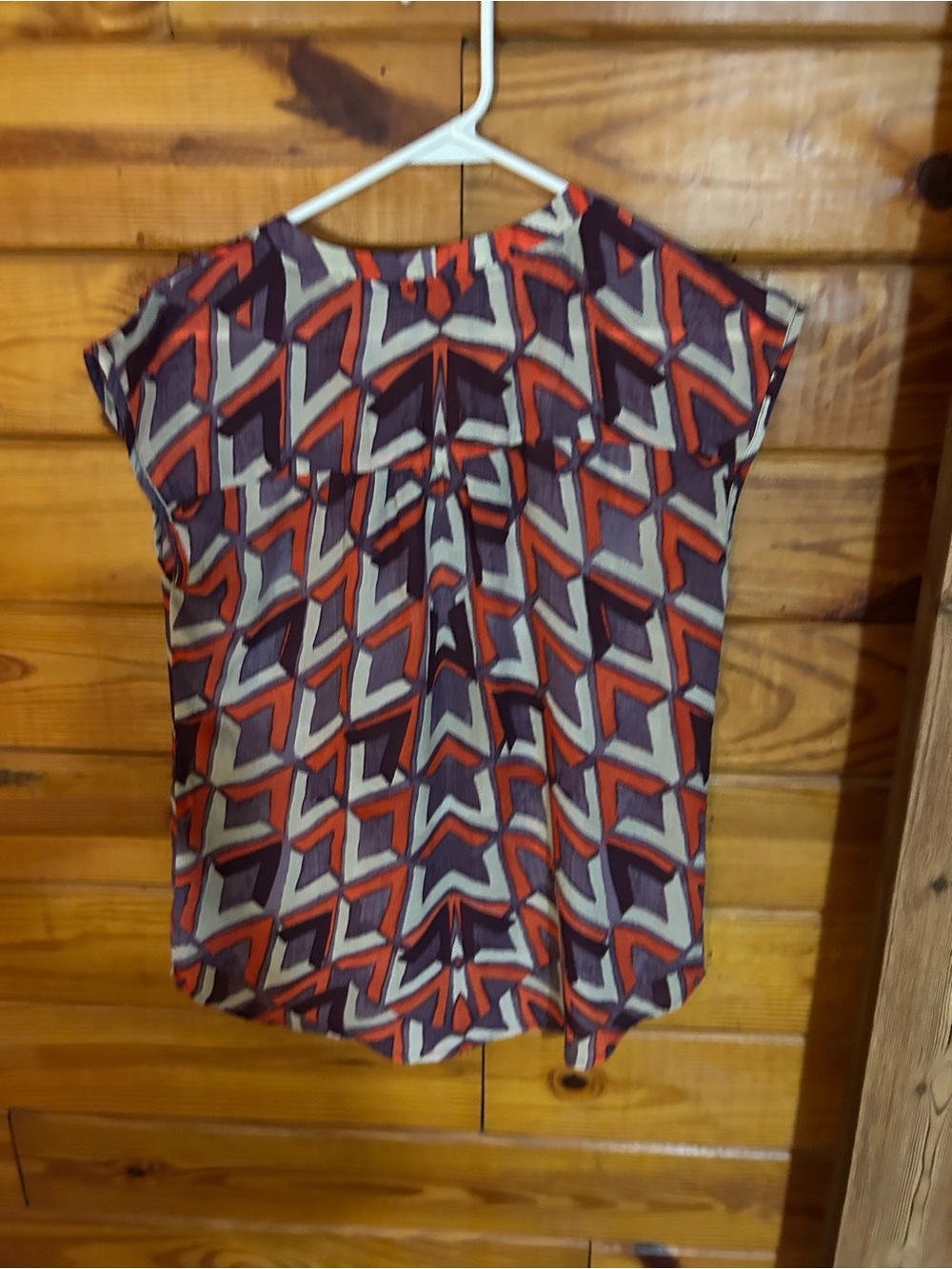 The Limited Geometric Cap-Sleeve Top - Red, Purple & Cream